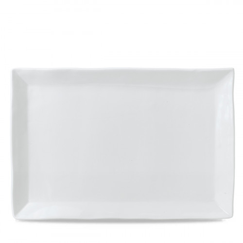 Assiette coupe plate rectangulaire blanc porcelaine vitrifiée 34,5x23,3 cm White Dudson