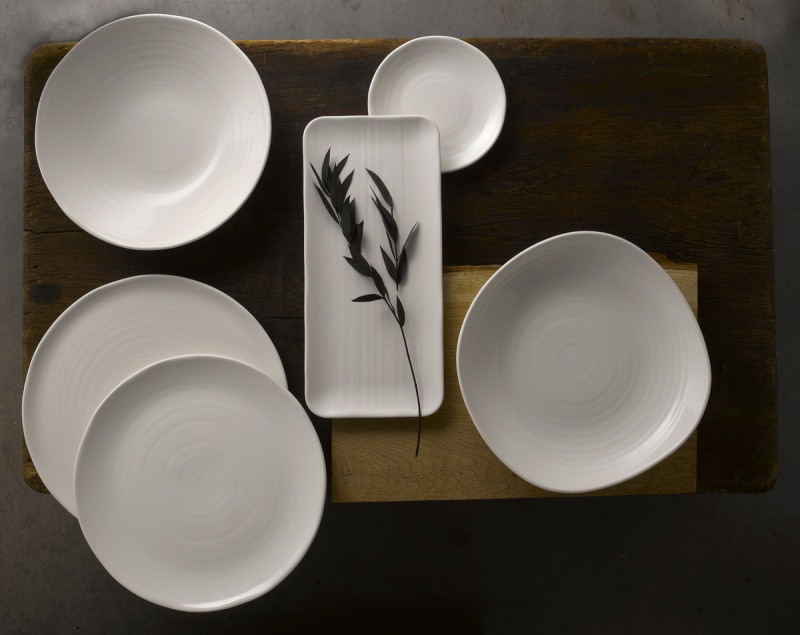 Assiette organique blanc porcelaine vitrifiée 35x16 cm White Dudson