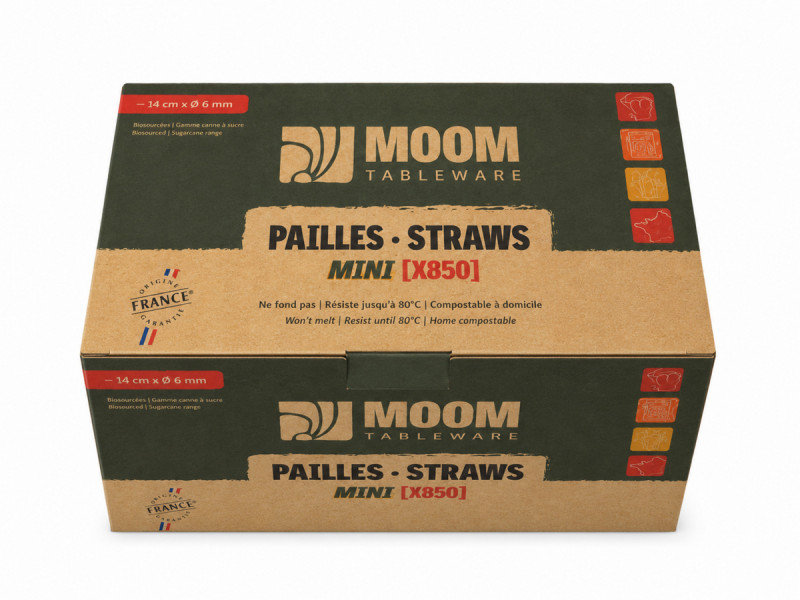 Pailles bagasse Ø 6 mm 14 cm Les Nouvelles Pailles (850 pièces)