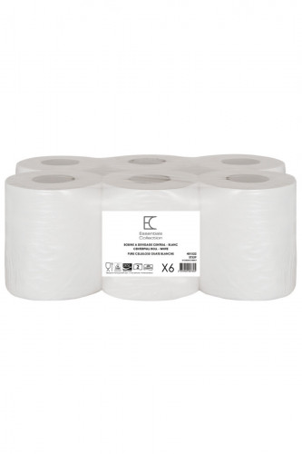 Bobine à dévidage central rond blanc ouate de cellulose 18,13x20 cm Essentials Collection (6 pièces)