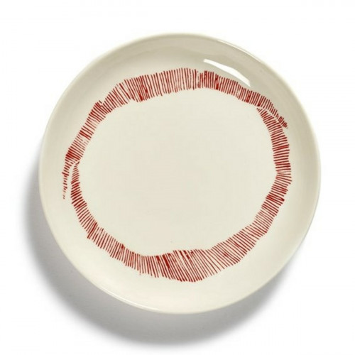 Assiette plate rond blanc swirl - stripes rouge grès émaillé Ø 16 cm Feast By Ottolenghi Serax