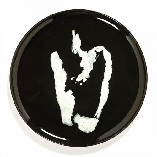 Assiette plate rond noir poivron blanc grès émaillé Ø 35 cm Feast By Ottolenghi Serax
