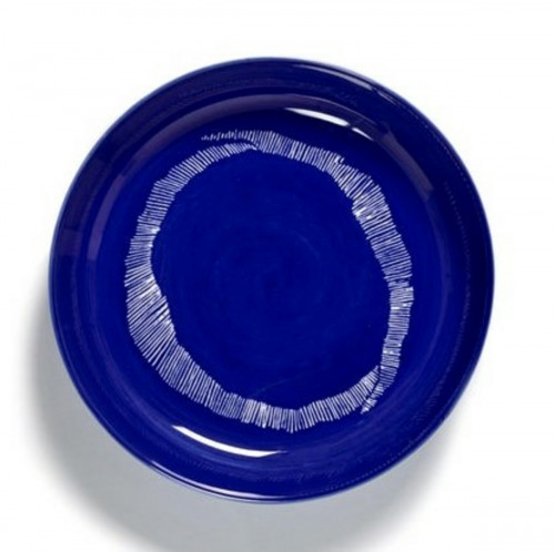 Assiette plate rond lapis lazuli swirl - stripes blancs grès émaillé Ø 22 cm Feast By Ottolenghi Serax