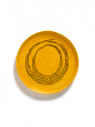 Plat de présentation rond sunny yellow - points noirs grès émaillé Ø 35 cm Feast By Ottolenghi Serax