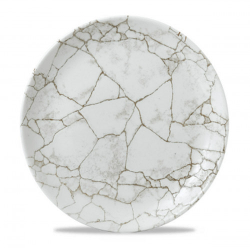 Assiette coupe plate rond gris porcelaine vitrifiée Ø 21,7 cm Kintsugi Agate Grey Churchill