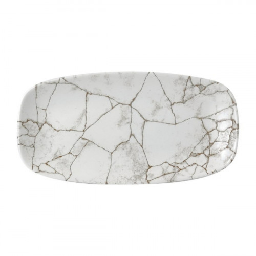 Assiette coupe plate rectangulaire gris porcelaine vitrifiée 35,5x18,9 cm Kintsugi Agate Grey Churchill