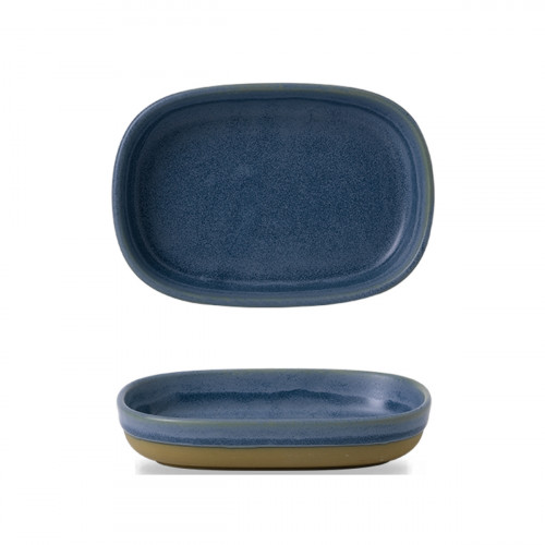 Plat à partager rectangulaire bleu porcelaine vitrifiée 17 cm Emerge Oslo Churchill