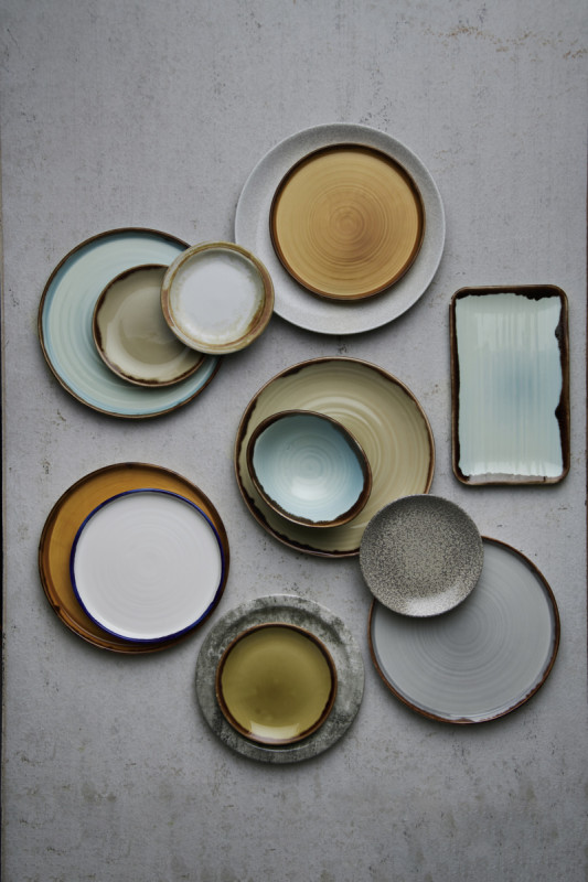Assiette à bord droit rond turquoise porcelaine vitrifiée Ø 26 cm Harvest Dudson