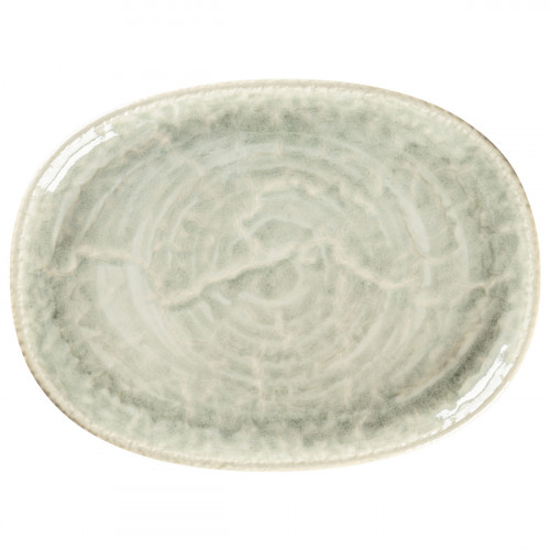Plat coupe ovale céladon porcelaine vitrifiée 25 cm Krush Rak