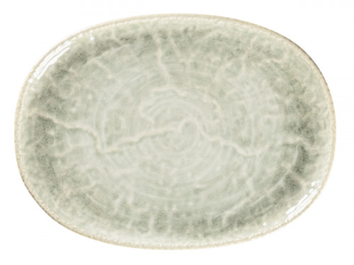 Plat coupe ovale céladon porcelaine vitrifiée 28 cm Krush Rak