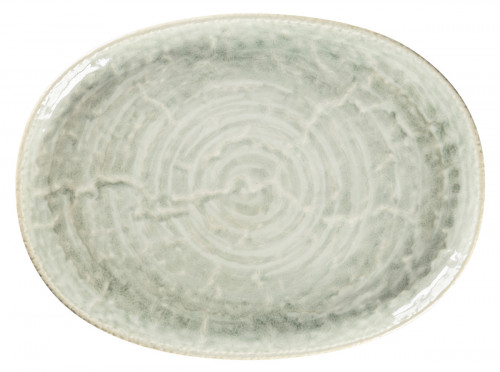 Plat coupe ovale céladon porcelaine vitrifiée 32 cm Krush Rak