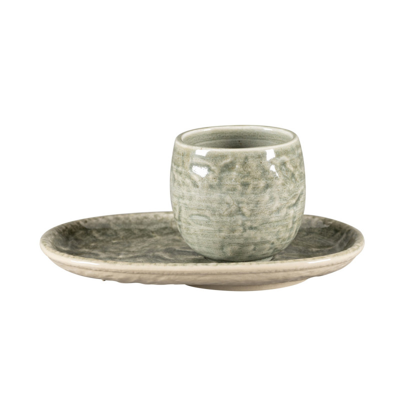 Sous-tasse à expresso ovale Sage porcelaine vitrifiée 15 cm Krush Rak