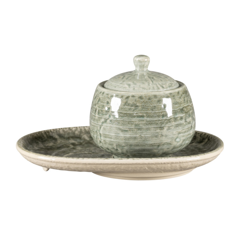 Sucrier avec couvercle rond Sage porcelaine vitrifiée 25 cl Ø 8,8 cm Krush Rak