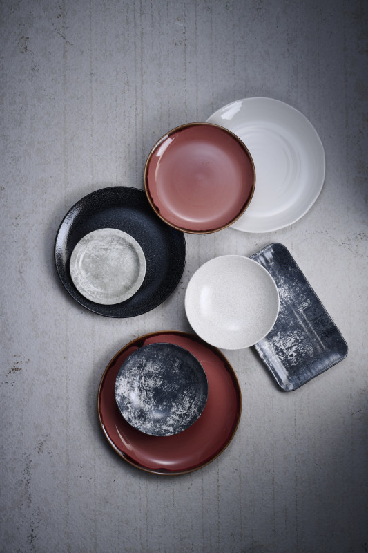 Assiette organique Ink porcelaine vitrifiée 35x16 cm Harvest Mediterranean Dudson