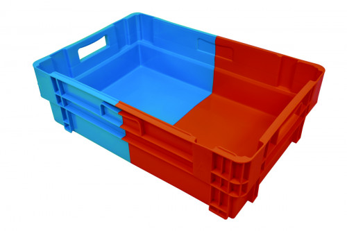 Bac bleu plastique 60x40x18,4 cm 34 L fond plein parois pleines Gilac