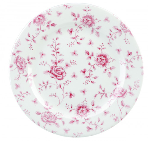 Assiette plate rond Rose Chintz Cranberry porcelaine vitrifiée Ø 30,5 cm Vintage Prints Rose Chintz Churchill