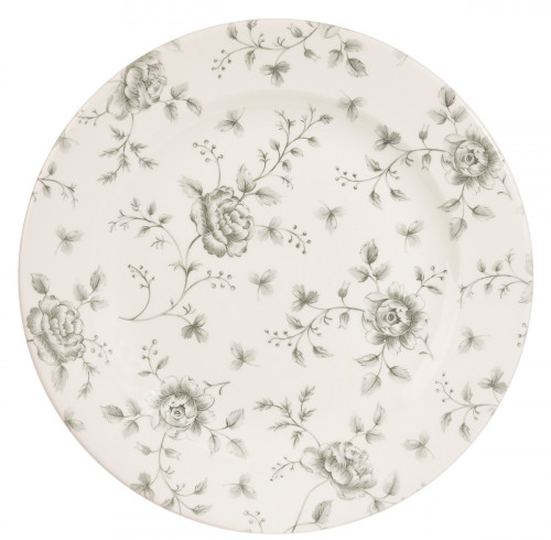 Assiette plate rond Rose Chintz Gris porcelaine vitrifiée Ø 27,6 cm Vintage Prints Rose Chintz Churchill
