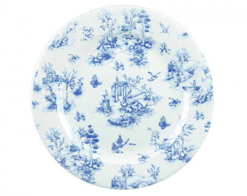 Assiette plate rond Toile Prague Blue porcelaine vitrifiée Ø 30,5 cm Vintage Prints Toile Churchill