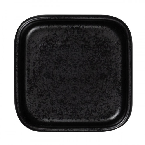 Assiette plate carré noir porcelaine 8x8 cm Fractal Rak