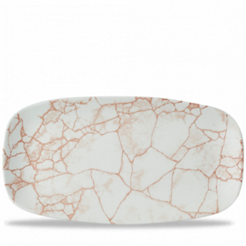 Assiette coupe plate rectangulaire gris porcelaine vitrifiée 35,5x18,9 cm Kintsugi Corail Churchill