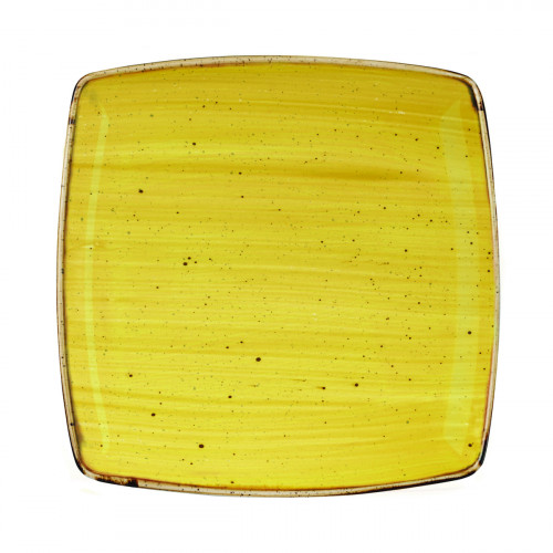 Assiette plate carré Mustard porcelaine vitrifiée 26x26 cm Stonecast Mustard Churchill