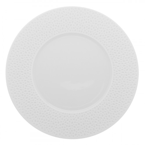 Assiette plate rond blanc porcelaine de limoges Ø 28,5 cm L' Perles De Rosee Blanches Degrenne