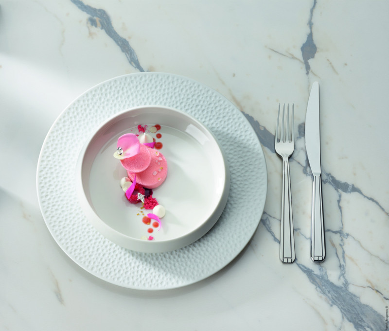 Assiette à pain rond blanc porcelaine de limoges Ø 14 cm L' Perles De Rosee Blanches Degrenne