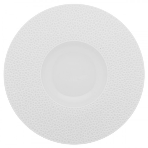 Assiette gourmet rond blanc porcelaine de limoges Ø 30 cm L' Perles De Rosee Blanches Degrenne