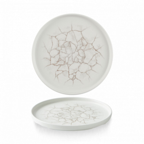 Assiette à bord droit rond gris porcelaine vitrifiée Ø 21 cm Kintsugi Pearl Grey Churchill