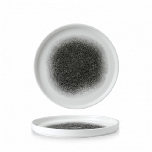 Assiette à bord droit rond noir porcelaine vitrifiée Ø 21 cm 34,4x23,4 cm Raku Quartz Churchill