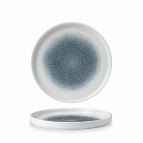 Assiette à bord droit rond bleu porcelaine vitrifiée Ø 21 cm 26x26 cm Raku Topaz Churchill