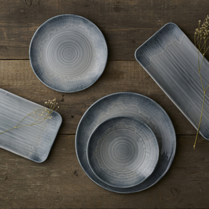 Assiette organique gris porcelaine vitrifiée 27x16 cm Harvest Flux Dudson