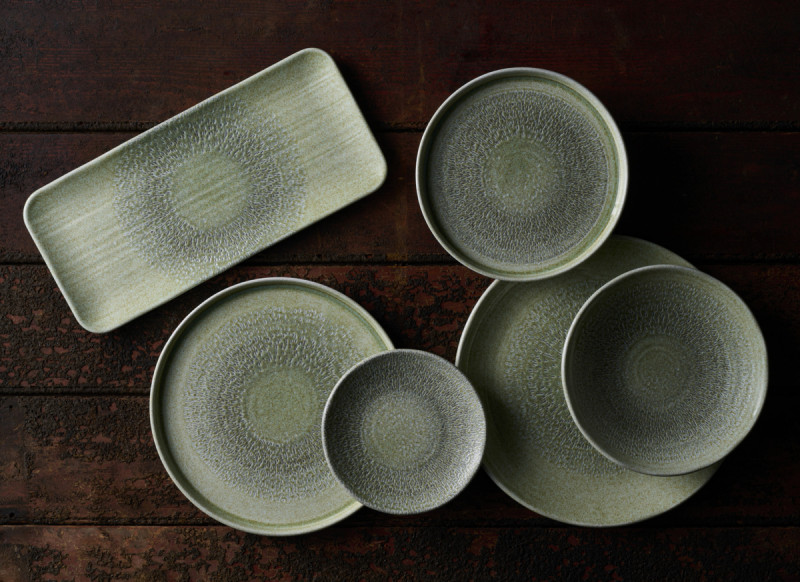 Assiette creuse organique vert porcelaine vitrifiée Ø 14,2 cm Harvest Grain Dudson