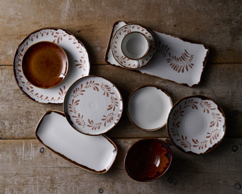 Assiette creuse organique terracotta porcelaine vitrifiée Ø 25 cm Harvest Mediterranean Dudson