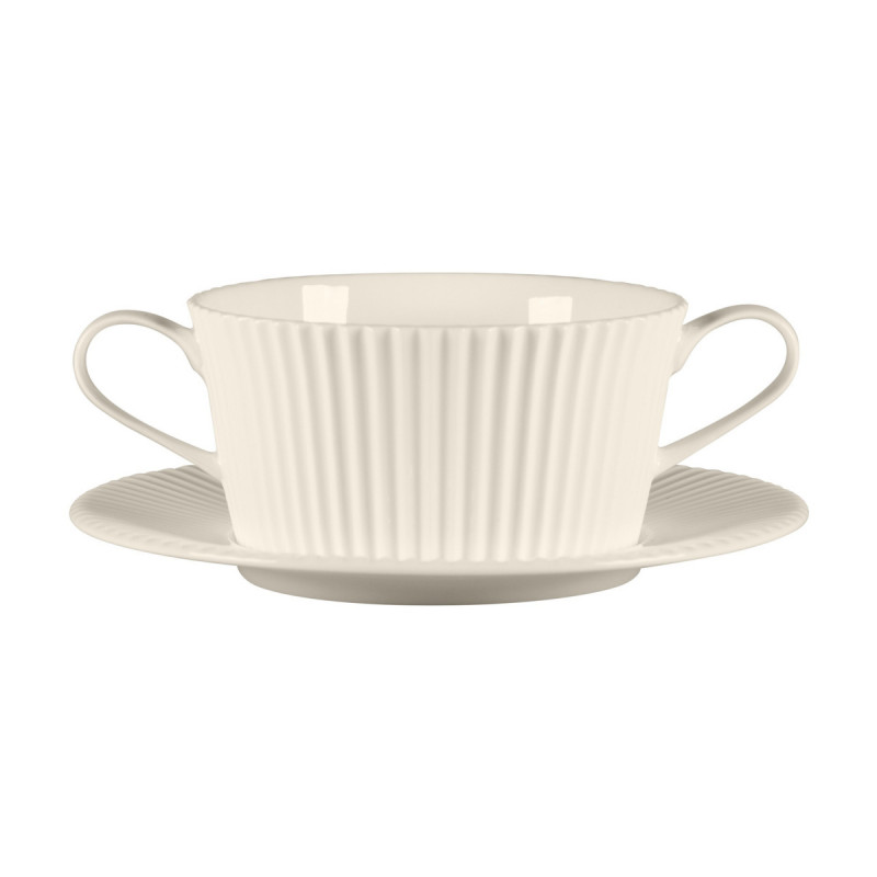 Tasse à bouillon avec 2 anses rond blanc porcelaine bone china 36,9 cl Ø 31,8 cm Spectra Rak