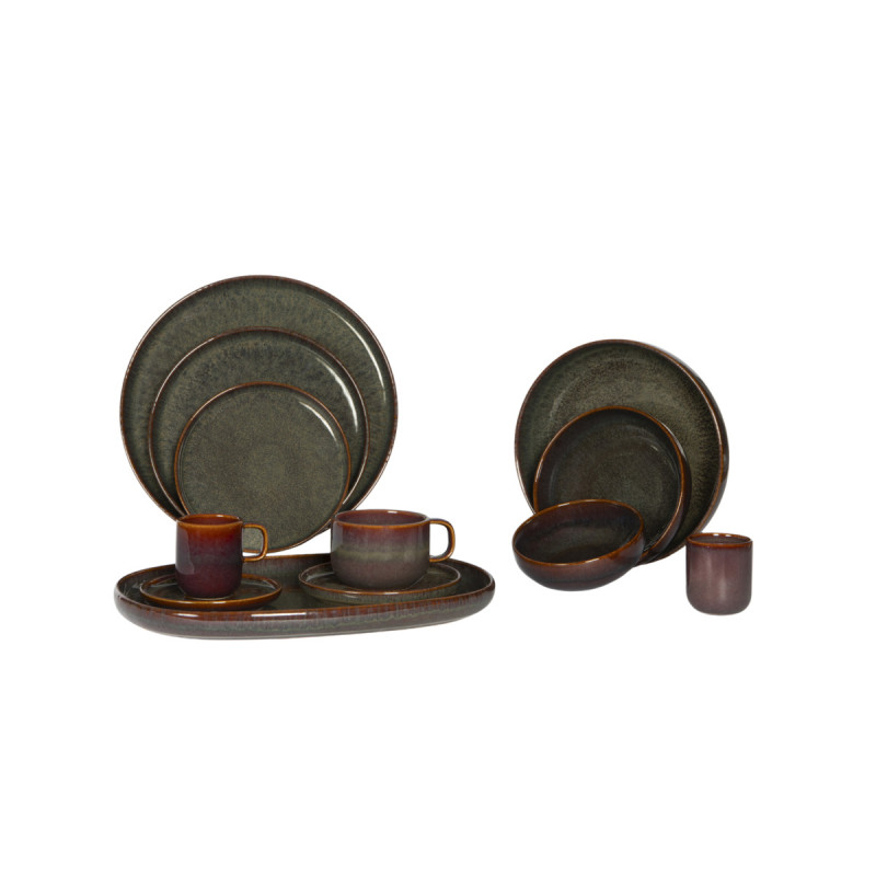 Coupelle rond Marron Bleu grès émaillé Ø 12 cm Amber Accolade