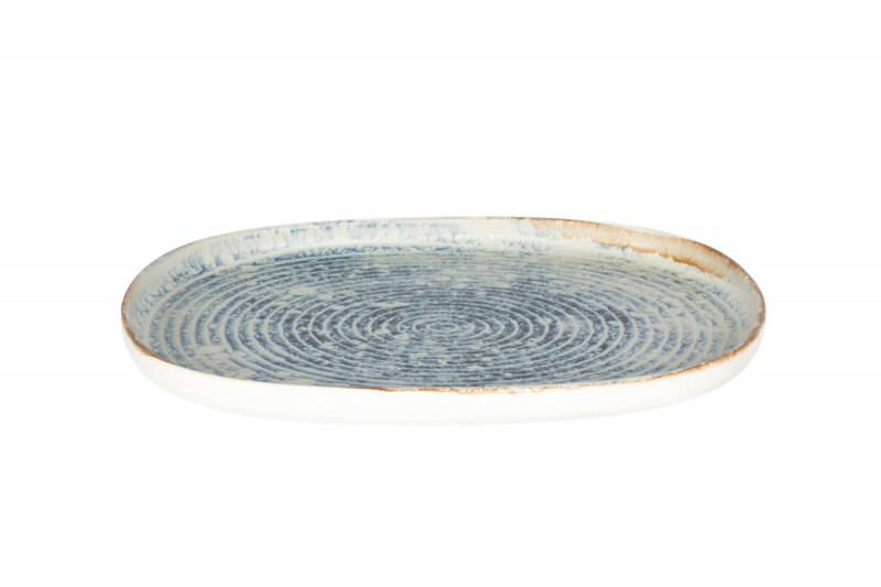 Assiette ovale bleu grès émaillé 33x22,5 cm Ice Accolade