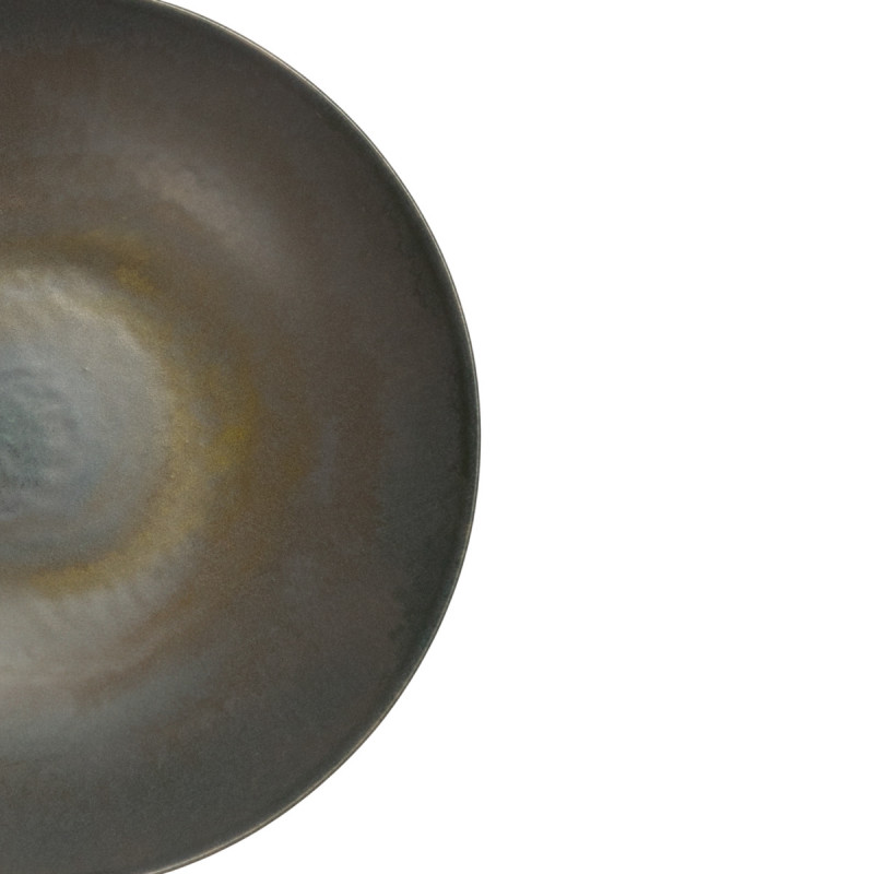 Assiette coupe creuse rond gris brun grès émaillé Ø 22 cm Enigma Accolade
