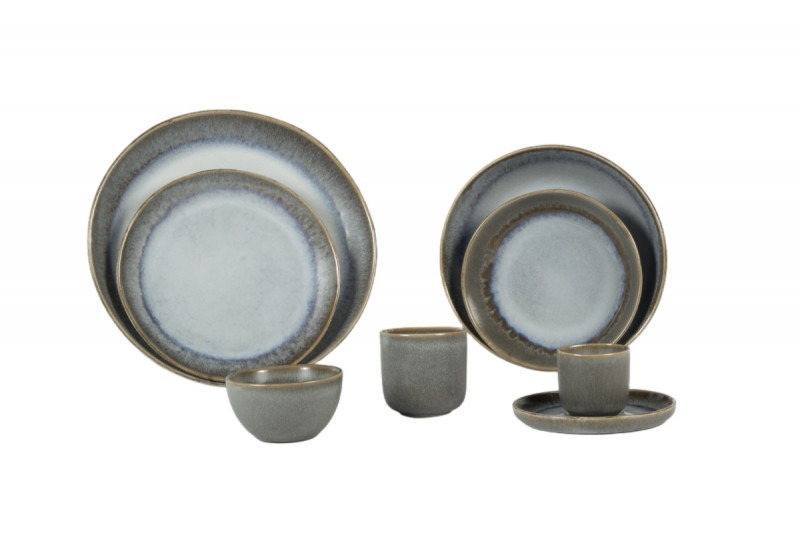 Assiette coupe plate rond bleu glacier grès émaillé Ø 27 cm Snow Pro.mundi