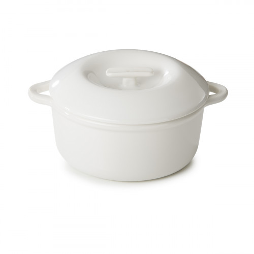Cocotte avec couvercle pour induction rond Blanc albâtre porcelaine culinaire Ø 22 cm Bombance Revol