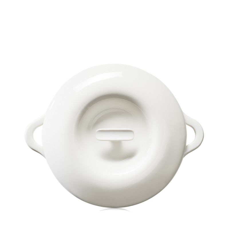 Cocotte avec couvercle pour induction rond Blanc albâtre porcelaine culinaire Ø 26 cm Bombance Revol
