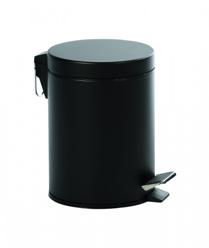 Poubelle à pédale rond noir mat métal Probbax