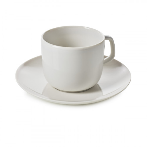Tasse et sous tasse à thé rond Blanc albâtre porcelaine culinaire 20 cl Ø 16 cm Madeleine Revol