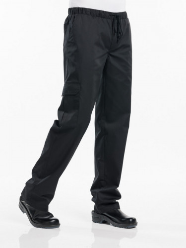 Pantalon de cuisine noir L Baggy Chaud Devant