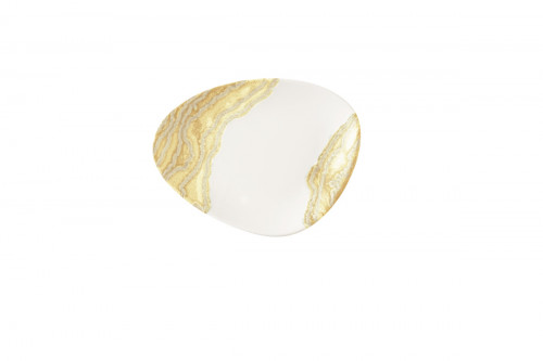 Assiette coupe plate triangulaire Gold porcelaine vitrifiée 26,5x20,5 cm Tide Churchill