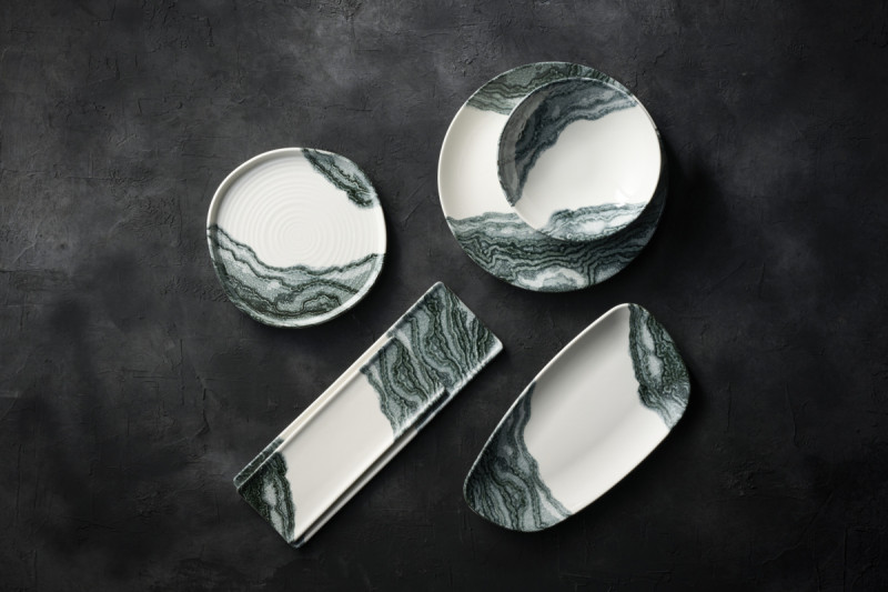 Assiette coupe plate rond Black porcelaine vitrifiée Ø 26 cm Tide Churchill