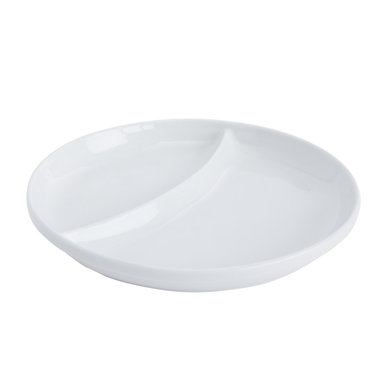 Assiette régithermie 1 séparation courbe rond blanc porcelaine Ø 22,8 cm Vitalia Essentials Collection