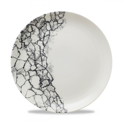 Assiette coupe plate rond Quartz Black porcelaine vitrifiée Ø 26 cm Kintsugi Churchill
