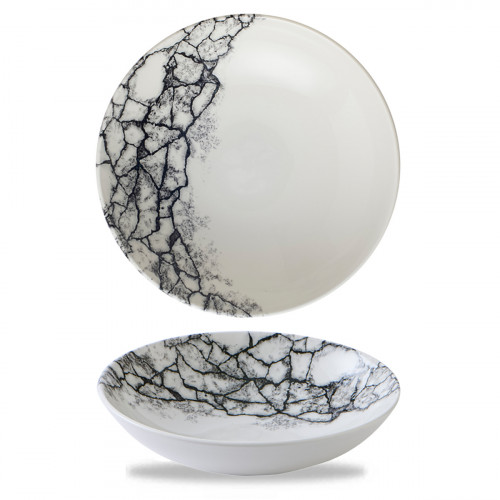 Assiette coupe creuse rond Quartz Black porcelaine vitrifiée Ø 24,8 cm Kintsugi Churchill