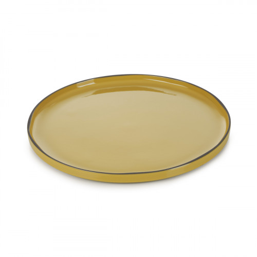Assiette à bord droit rond jaune porcelaine culinaire Ø 33 cm Caractère Revol
